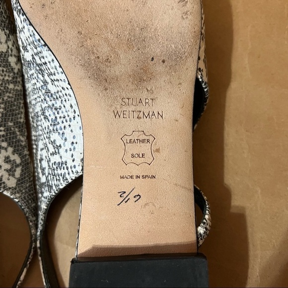 Stuart Weitzman | Slingo Snakeskin Embossed Pointed Toe Slingback Flats Size 6.5 - Picture 12 of 13